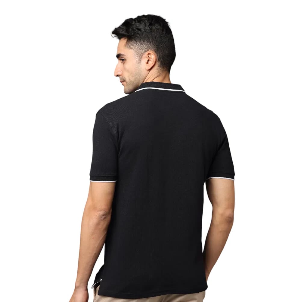 Greys&Blues Pima Collar T-Shirt- Black